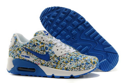 Nike Air Max 90 Womenss Shoes Online White Flower Blue Ocean Italy